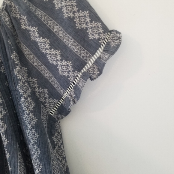 Easel BOHO Blue & White Flowy Tunic Dress Size Medium - Picture 6 of 9